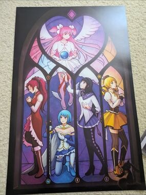 Madoka Magica Holy Quintet Stained Glass Style Art Poster